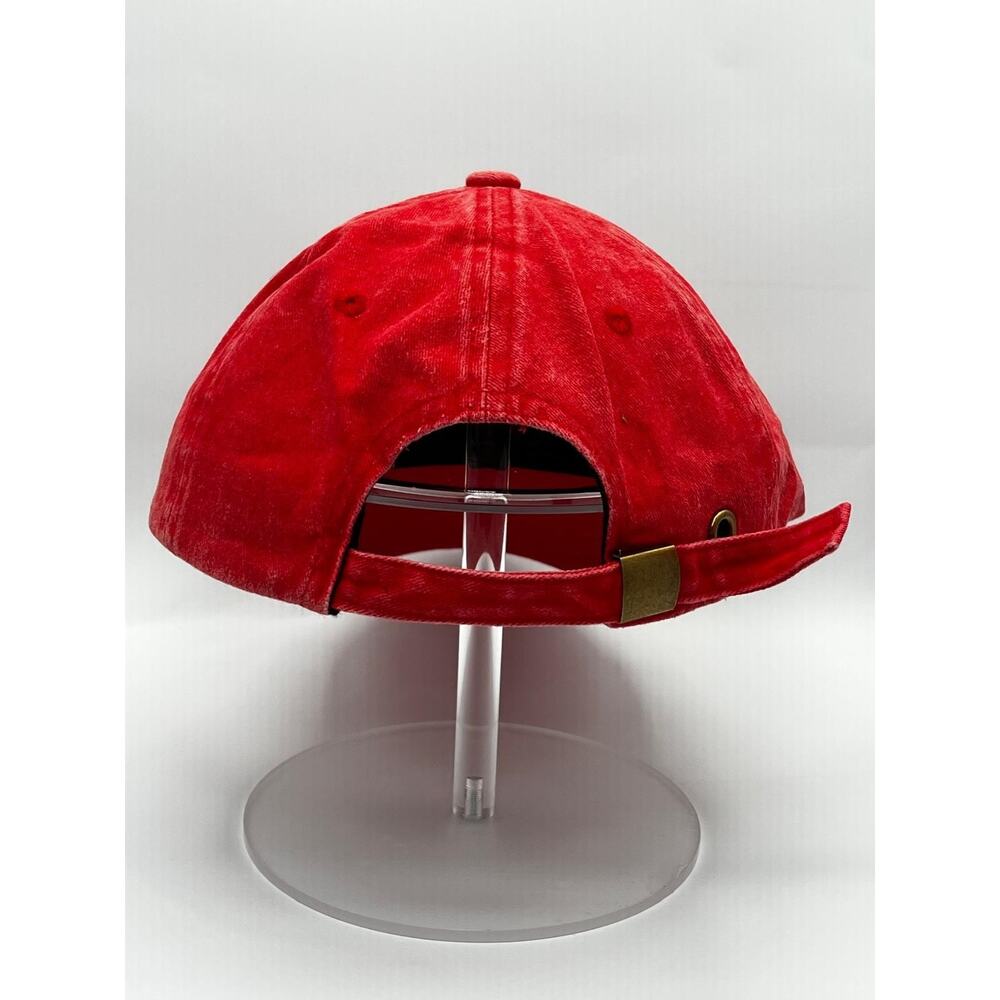 Fabric Washed US Flag Hat Red | Made in USA | Adjustable Dad Cap Vintage Style - Picture 6 of 9